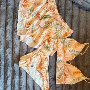 Billabong Tropical Print Bikini Set - Orange and Green